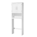 Over The Toilet Storage Cabinet With Barn Doors,24.2''W Free Standing Toilet Storage Shelf Space Saver With Adjustable Bottom Bar, White Ameican White Oak Wood