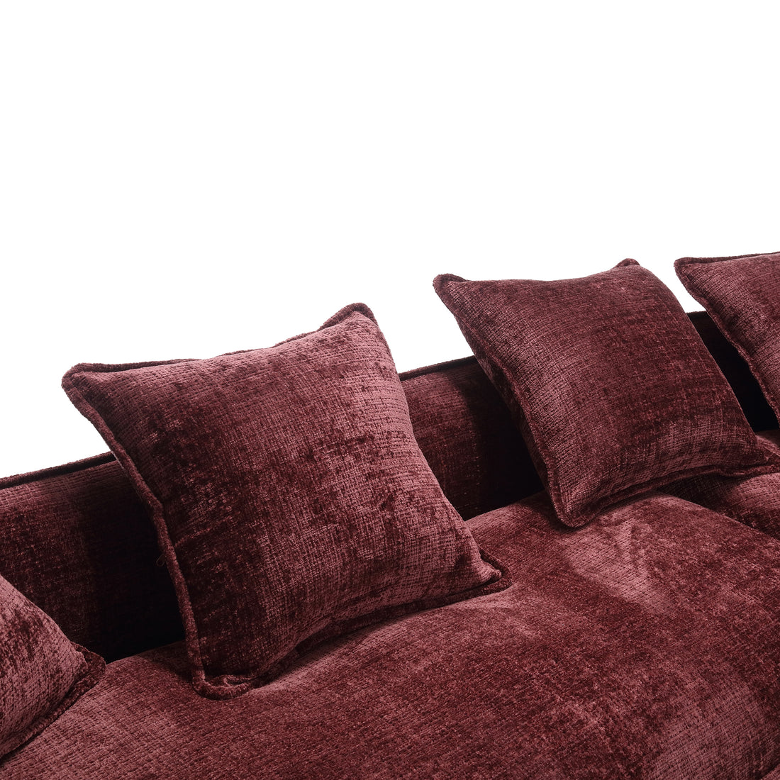 Modular Sectional Sofa, U Shaped Couch With Sofa For Five & Pillows, Modern Minimalist Chenille Fabric Large Comfy Cloud Sofas, Living Room Furniture Sets Wine Red Chenille 5 Seat
