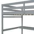 Full Size High Loft Bed With Built In Desk, Ladder Platform, Ladders, Guardrails ,Grey Full Grey Bedroom American Design Pine