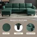 Coolmore Accent Sofa Living Room Sofa Sectional Sofa, U Shape Sectional Sofa With Ottoman, Reversible Sofa Couch For Living Room Emerald Linen Emerald Foam Linen 4 Seat