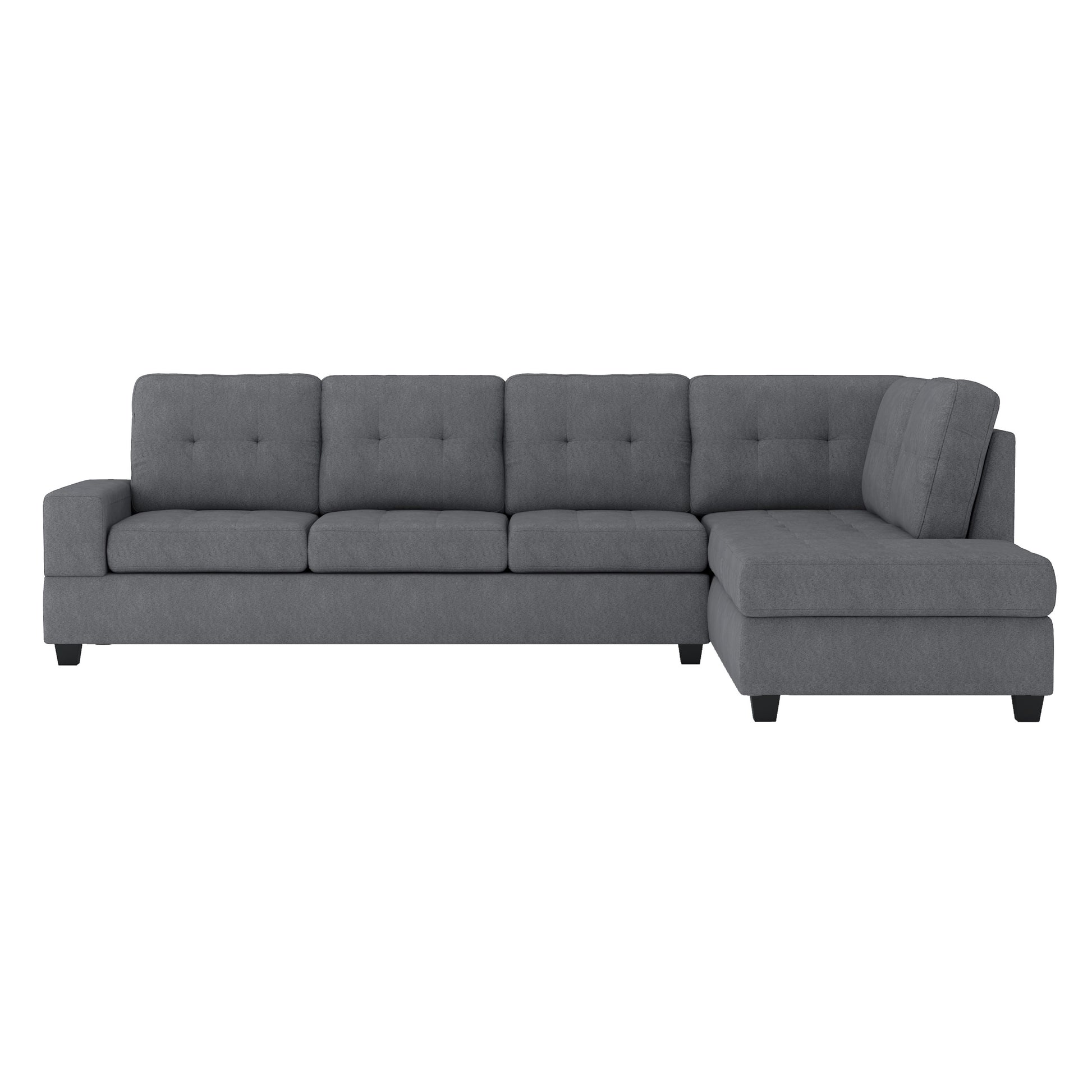 Modern Living Room 3 Piece Sectional Reversible Sofa Chaise Storage Ottoman Tufted Detail Dark Gray Microfiber Upholstered Drop Down Cup Holder Solid Wood Frame Furniture Dark Gray Microfiber Wood Primary Living Space Modern L Shaped Solid Wood 4 Seat