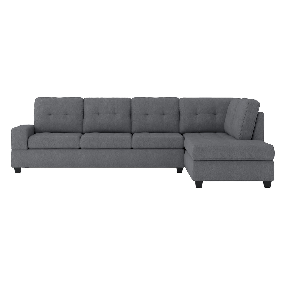 Modern Living Room 2 Piece Sectional Reversible Sofa Chaise Tufted Detail Dark Gray Microfiber Upholstered Drop Down Cup Holder Solid Wood Frame Furniture Dark Gray Microfiber Wood Primary Living Space Modern L Shaped Solid Wood 4 Seat