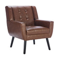 Modern Soft Leather Material Ergonomics Accent Chair Living Room Chair Bedroom Chair Home Chair With Black Legs For Indoor Home Brown Pu Brown Foam Upholstered