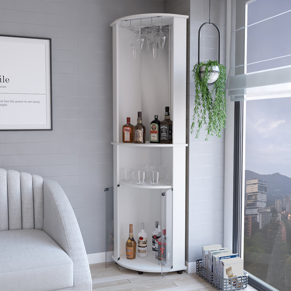 Bar Corner Living Room Giza Corner Bar Cabinet, Three Shelves, Eight