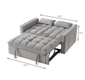4 In1 Loveseat Sofa Bed With Armrests & Storage Pockets, Multi Function Tufted Pull Out Sofa Bed With Adjustable Backrest And Pillows, Convertible Loveseat Sofa Couch, Gray Gray Velvet Primary Living Space Medium Soft Tufted Back American