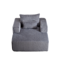 62.5 Inch Corduroy Sponge Sofa Lounge Chair,No Assembly Required,Fluffy Modern Sleeper Chair For Indoor Living Room Bedroom Grey Foam Corduroy 1 Seat