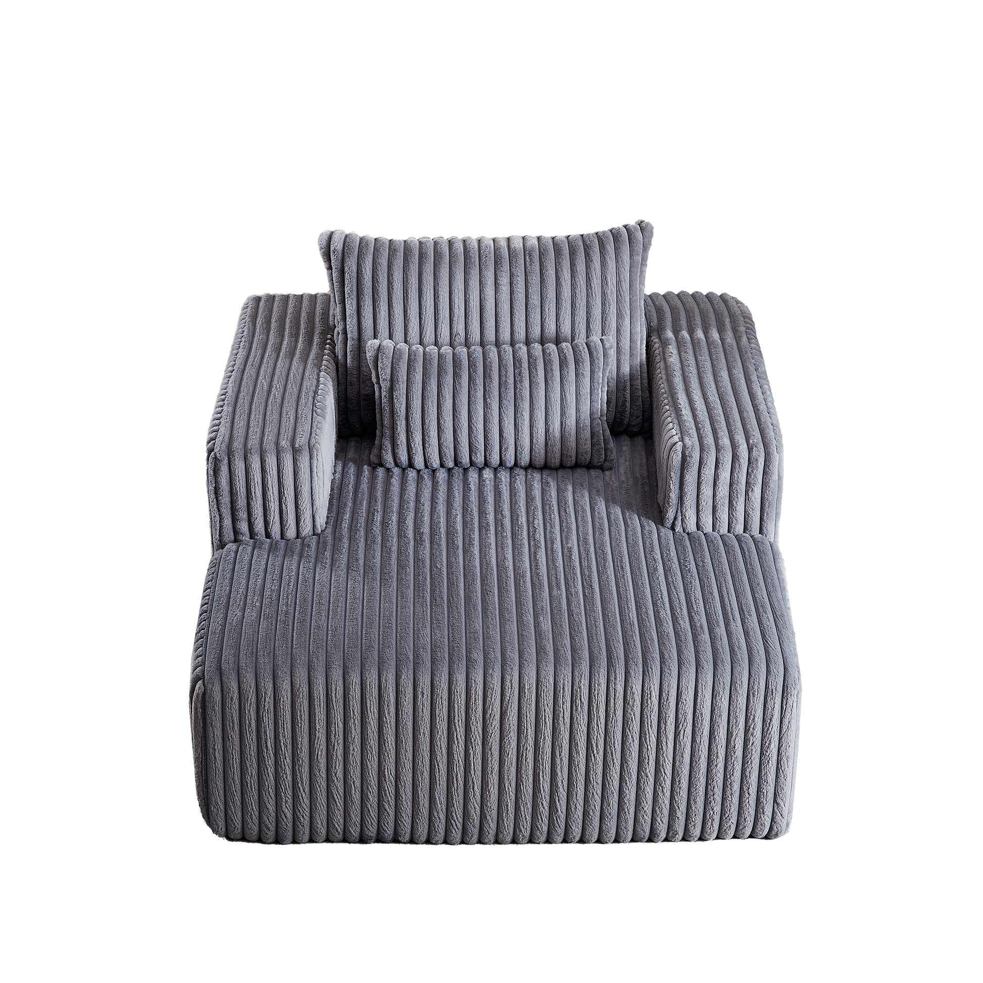 62.5 Inch Corduroy Sponge Sofa Lounge Chair,No Assembly Required,Fluffy Modern Sleeper Chair For Indoor Living Room Bedroom Grey Foam Corduroy 1 Seat