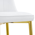 2 Modern Dining Chairs, Sleek Pu Leather Backrest, And Gold Metal Legs Bring A Comfortable Home Experience To The Kitchen, Bedroom, And Office. White Pu