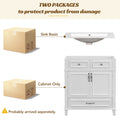 30'' Bathroom Vanity With Resin Sink, Solid Wood Frame Bathroom Storage Cabinet With Soft Closing Doors, Retro Style, White Same As Sw000118Aak White Bathroom Modern Solid Wood Mdf Resin