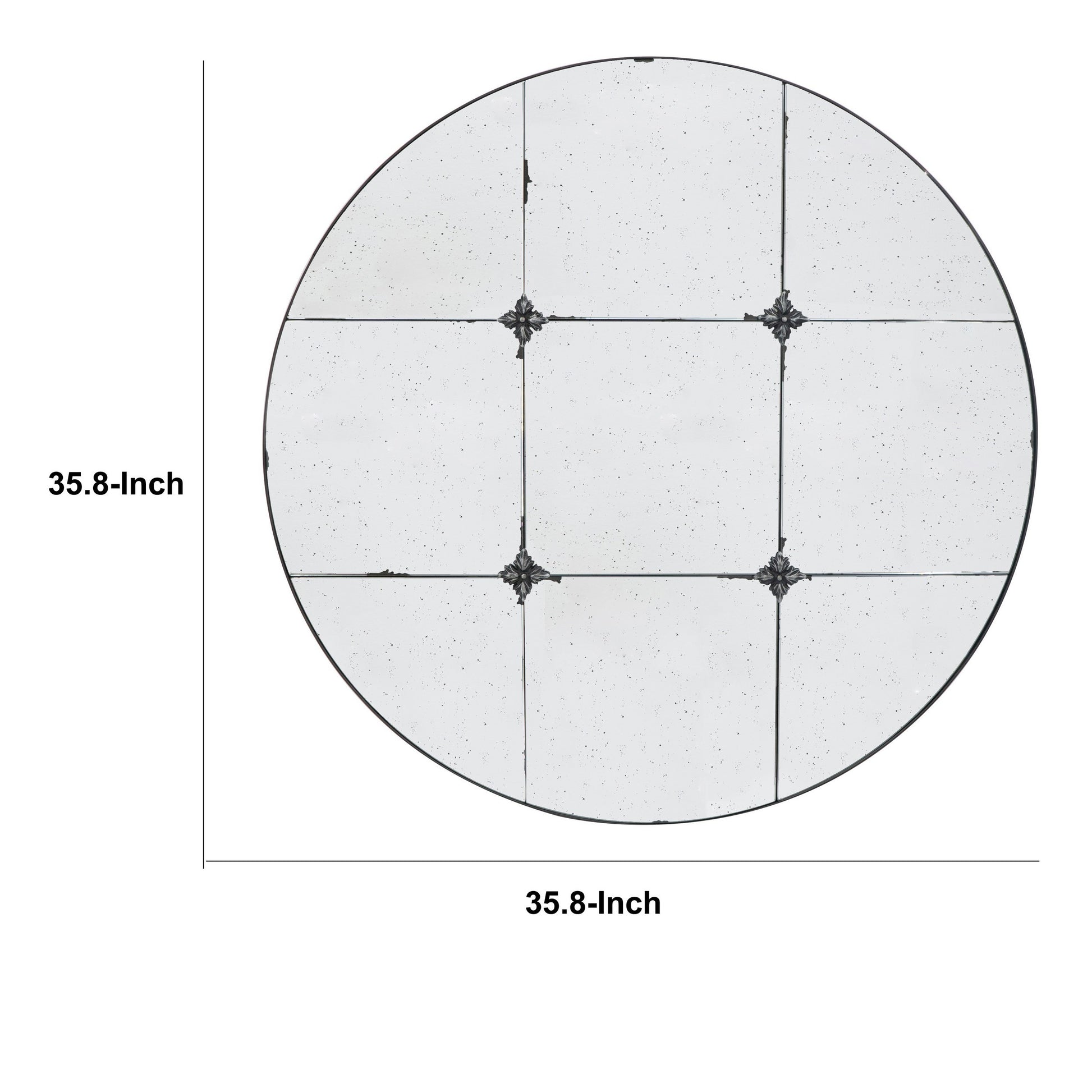 Elk 36 Inch Accent Wall Mirror, Antique Black Round Metal Frame, Baroque Black Iron