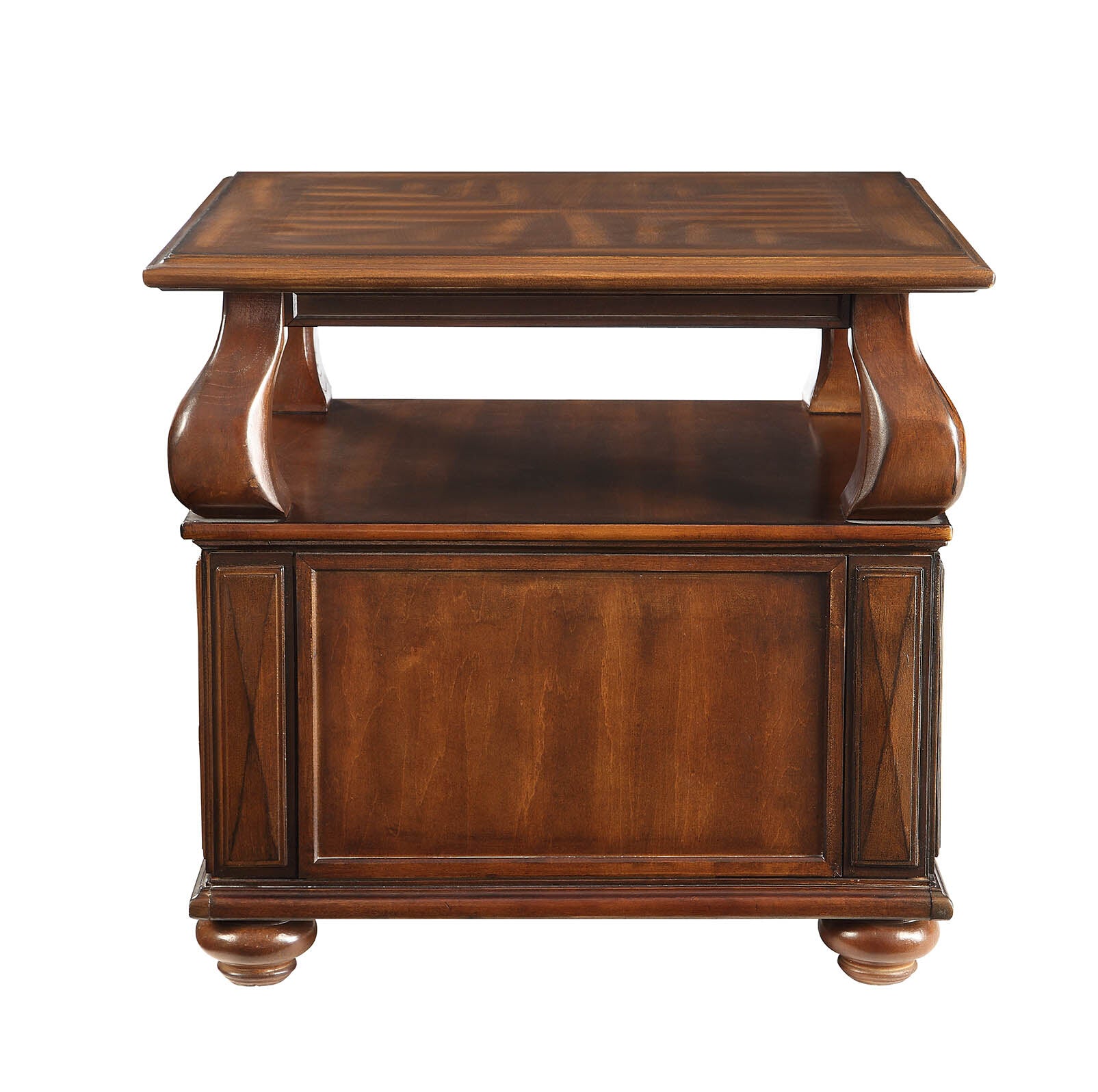 Walnut 2 Drawer End Table Walnut Primary Living Space Transitional Drawers Rectangular Particle Board Mdf