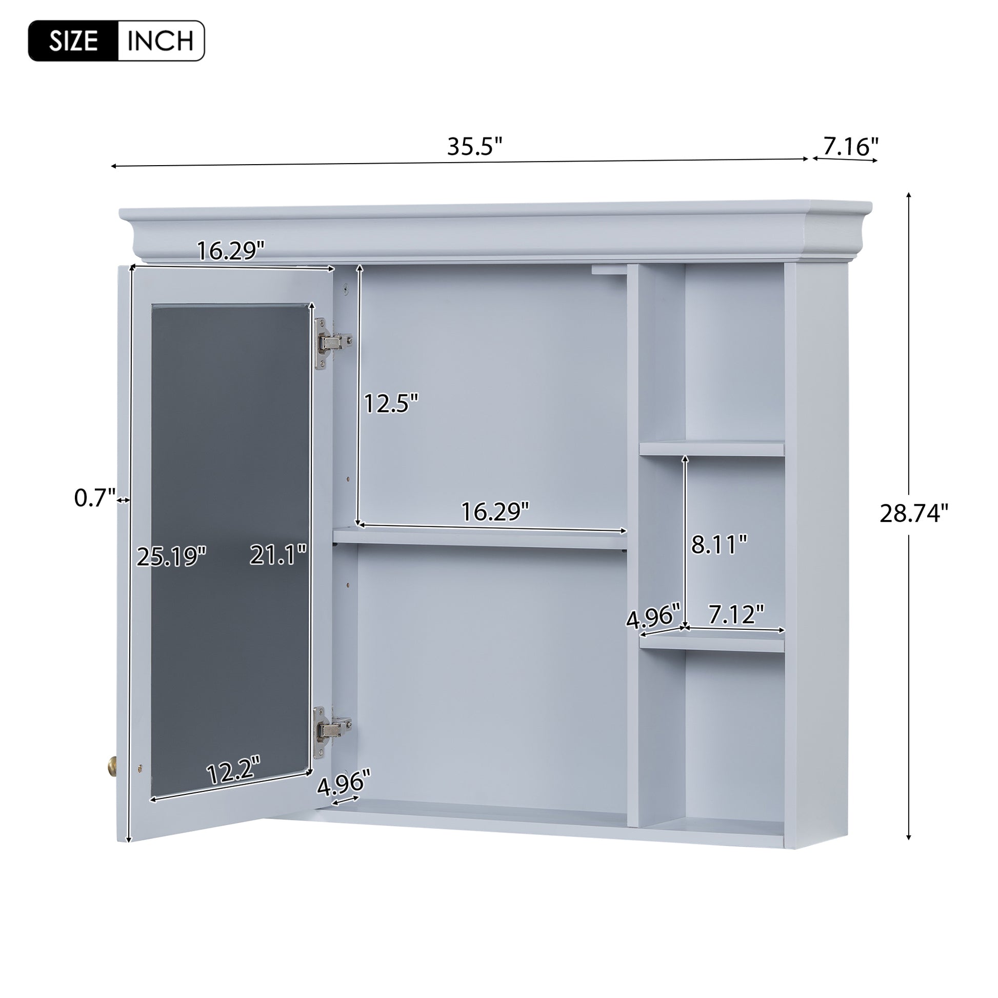 36'' Bathroom Vanity With Medicine Cabinet, Modern Mirror Cabinet With Adjustable Shelf, Bathroom Storage Cabinet With 4 Drawers, Solid Wood Frame Bathroom Storage Cabinet 4 Blue 1 5 Adjustable Hinges Bathroom Freestanding Solid Wood Mdf Resin Painted