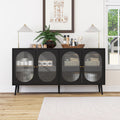 4 Door Cabinet, Sideboard Accent Cabinet, Storage Cabinet For Living Room, Hallway Entryway Kitchen Black Mdf