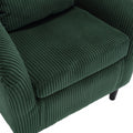 Coolmore Living Room Accent Barrel Chair, Century Modern Style Decorative Chair, Armchair For Living Room With Thick Cushions And Pillows, Comfy Single Sofa Chair, Chair With Wooden Legs Emerald Corduroy