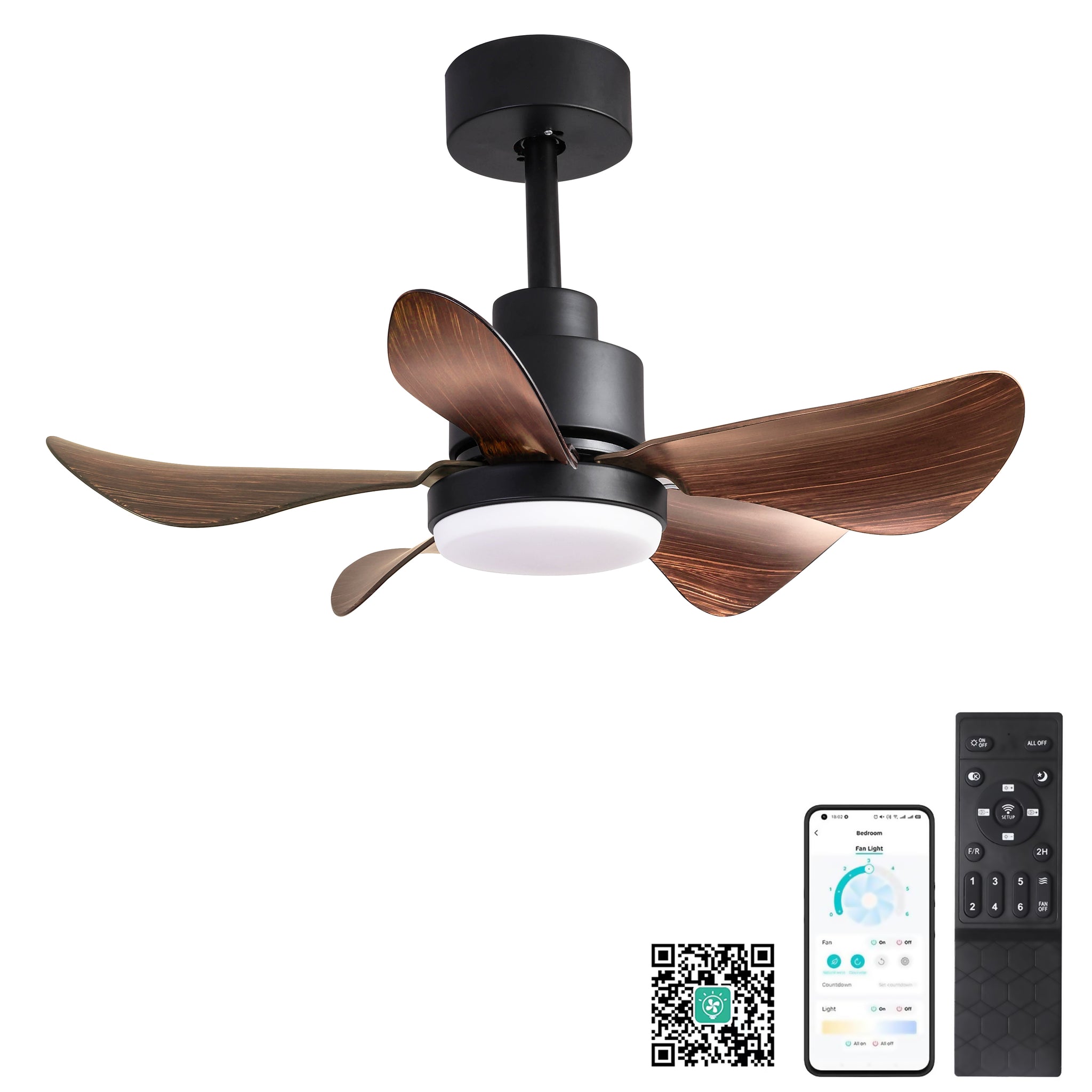 28 Lnch Ceiling Fan With Lights Remote Control,Small Ceiling Fan Flush Mount, 5 Reversible Blades, Low Profile Ceiling Fan 6 Speeds 3 Colors For Bedroom Kitchen Black Brown Casual,Classic Abs Steel Q235