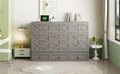 Full Size Murphy Bed With Large Drawers,Brushed Gray Full Gray Plywood