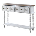 Dark Charcoal And Antique White Console Table White Primary Living Space Rubberwood Drawers Rectangular Wood
