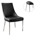 Contemporary Style Set Of 2Pcs Dining Chairs Blacksilver Finish Metal Legs Side Chair Dining Room Furniture Black,Silver Dining Room Contemporary,Modern Dining Chairs Solid Back Set Of 2 Faux Leather,Metal