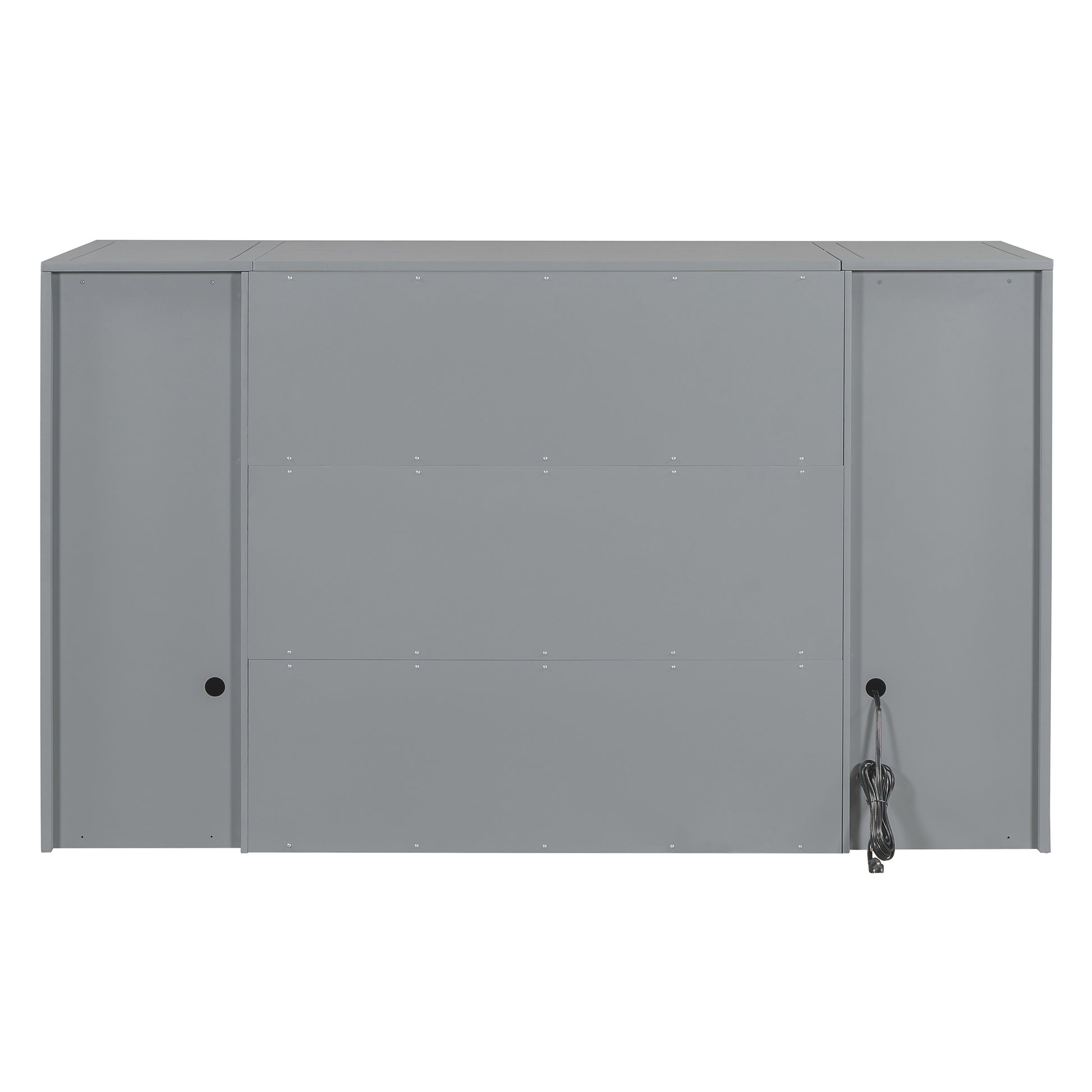 Twin Size Murphy Bed With Drawers, Cabinets And Usb Ports,Gray Twin Gray Mdf Lvl