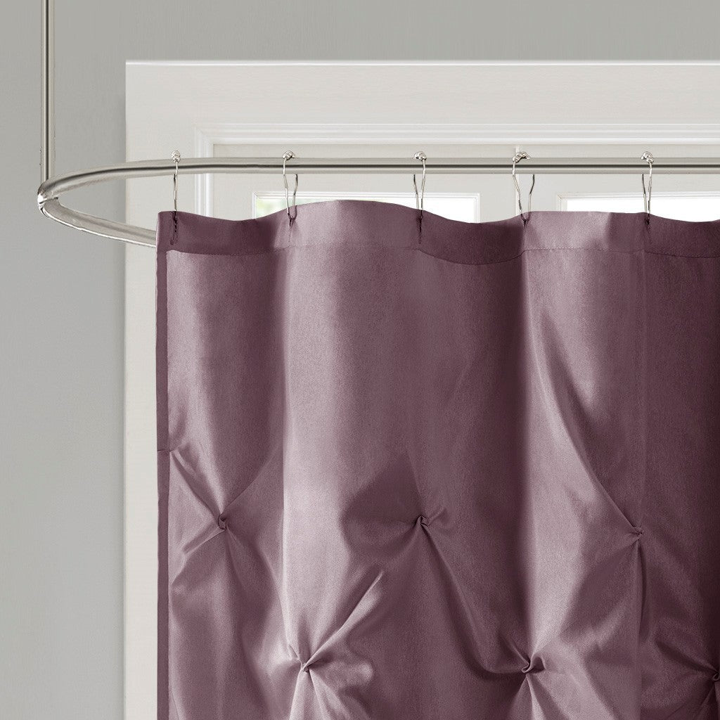 Tufted Semi Sheer Shower Curtain Purple Polyester