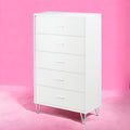 White 5 Drawer Chest With Single Handles White Bedroom Contemporary Particle Board Mdf