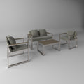 Aluminum And Rattan Modern 4 Piece Sofa Seating Group For Patio Garden Outdoor Yes Complete Patio Set Gray Silver Mildew Resistant Frame Fade Resistant Cushion Garden & Outdoor Modern Complete Patio Sets Aluminium Aluminium