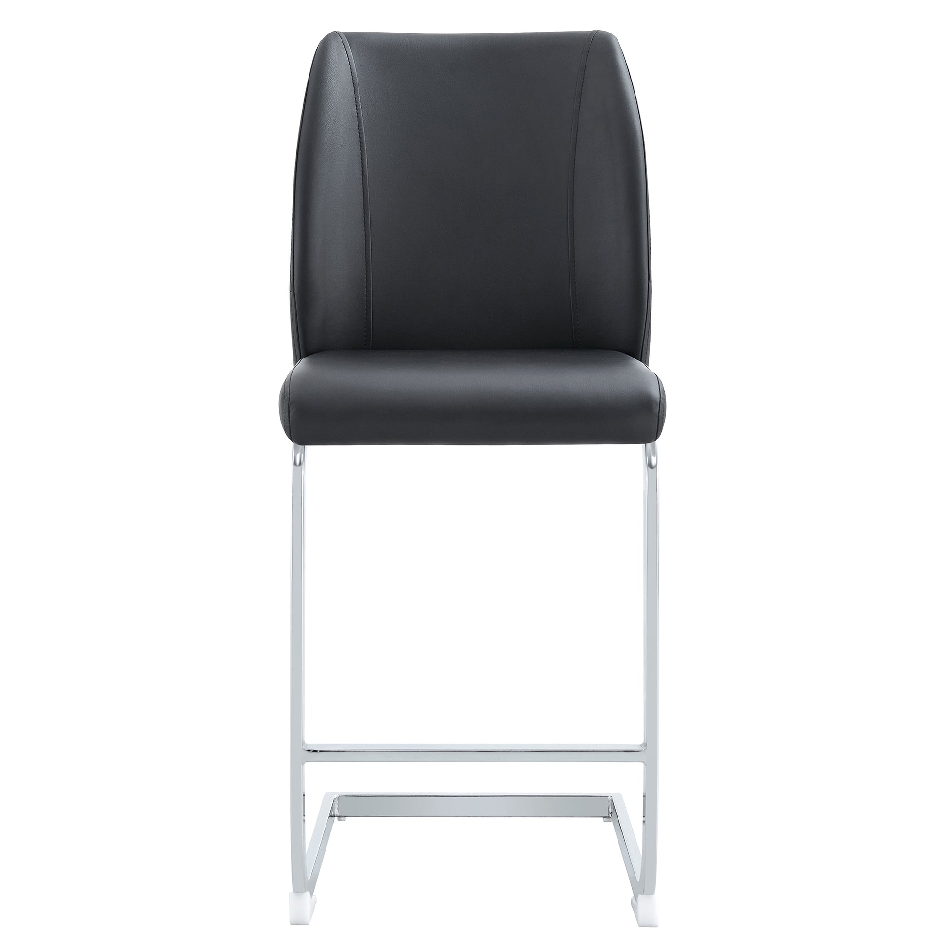 A Set Of Two Black Chairs, Including Pu Pads Silver Metal Legs. Small Size, Suitable For Some People, Suitable For Dining Room, Kitchen, Terrace And Living Room Office Chairs Set Of 2 Black And Silver Pu