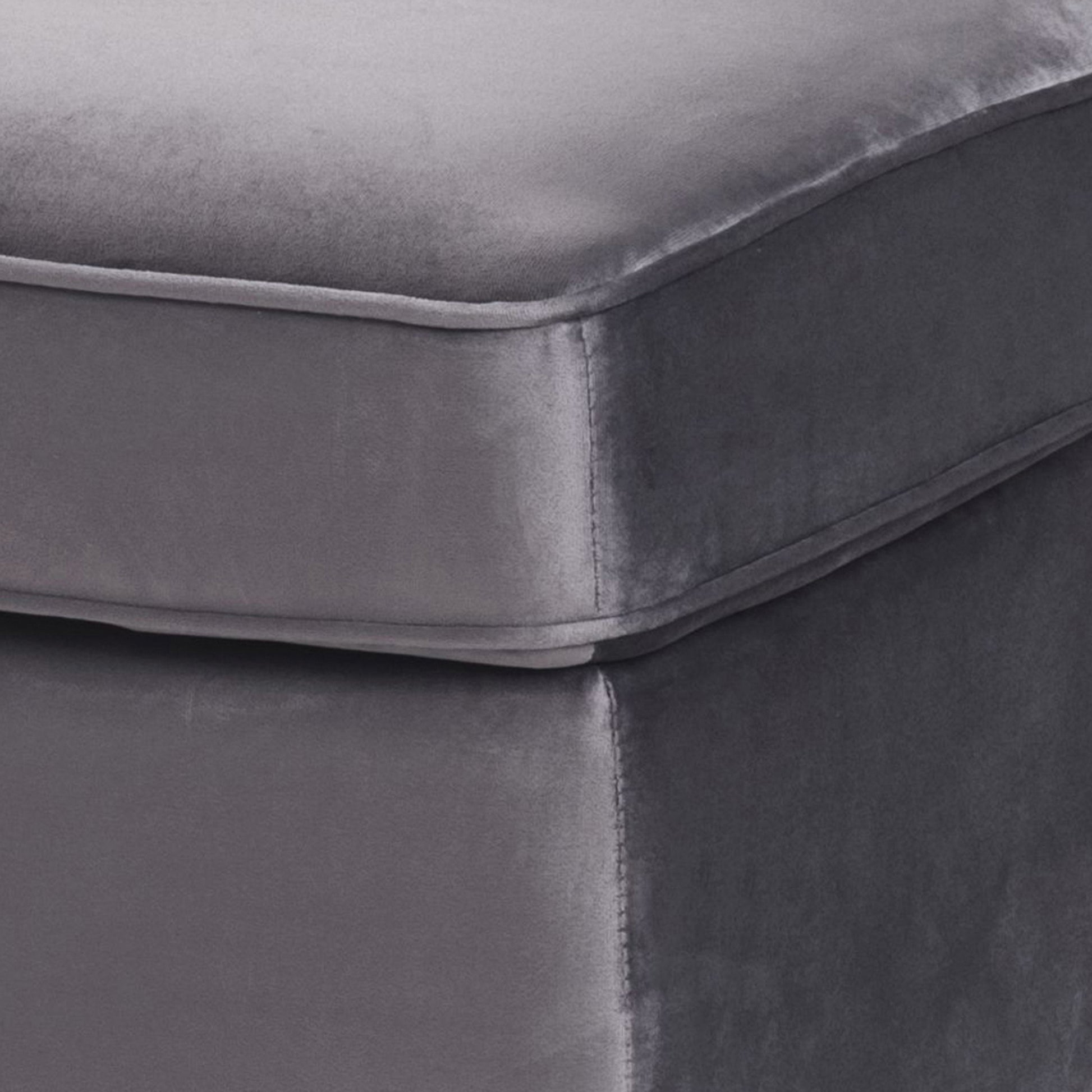 Grey Rectangle Ottoman Grey Velvet Wood Primary Living Space Solid Grey Contemporary Pine Rectangle Wood Metal