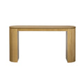 Curved Design Console Table With Unique Vertical Stripe Design ,Suitable For Living Room,Study And Entrance Natural Pine