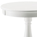 White Side Table With Turned Pedestal White White Primary Living Space Traditional Round Wood Pedestal