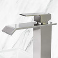 Waterfall Spout Bathroom Faucet,Single Handle Bathroom Vanity Sink Faucet Brushed Nickel Stainless Steel