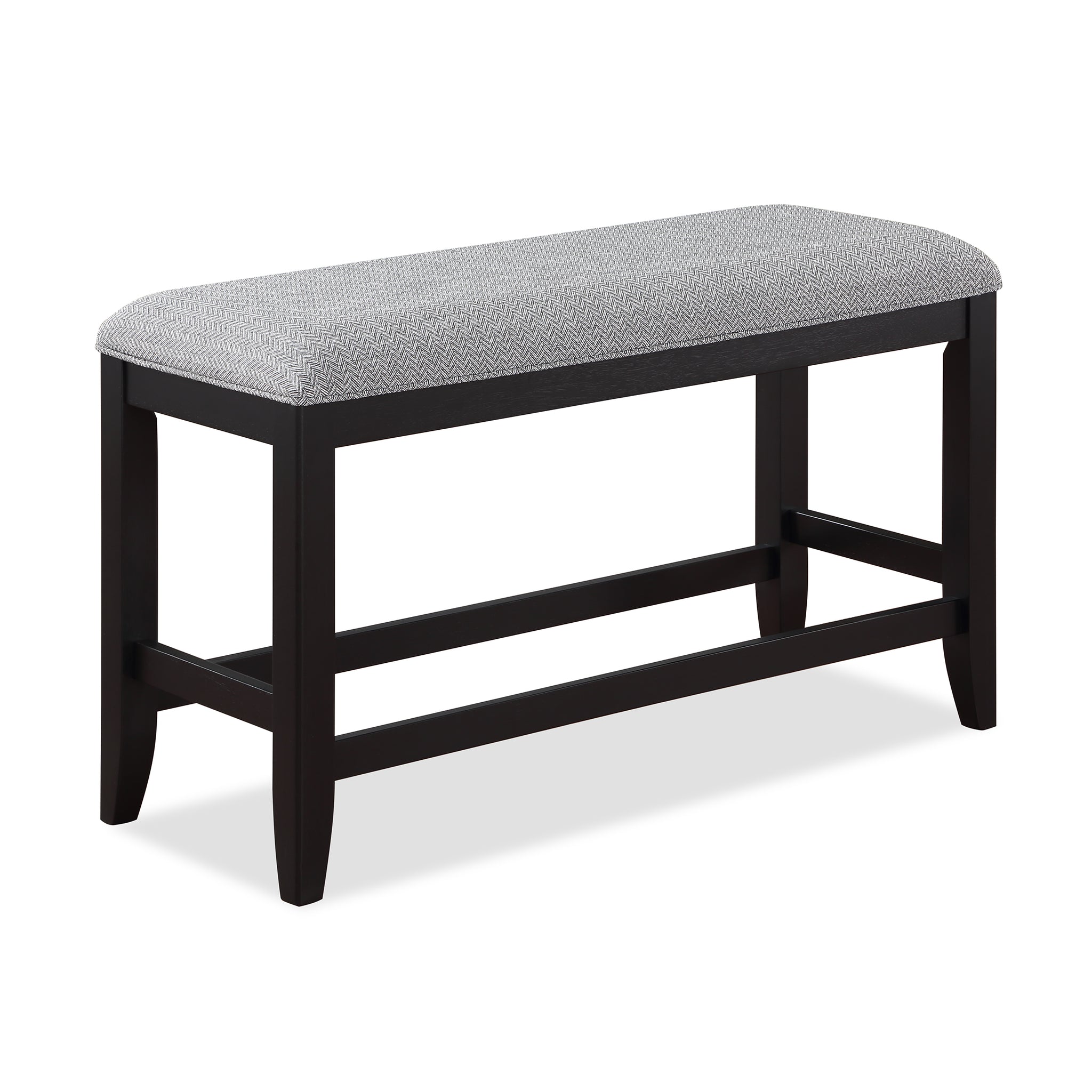 1Pc Transitional Dark Gray Finish Fabric Upholstered Counter Height Dining Bench Brown Wood Fabric