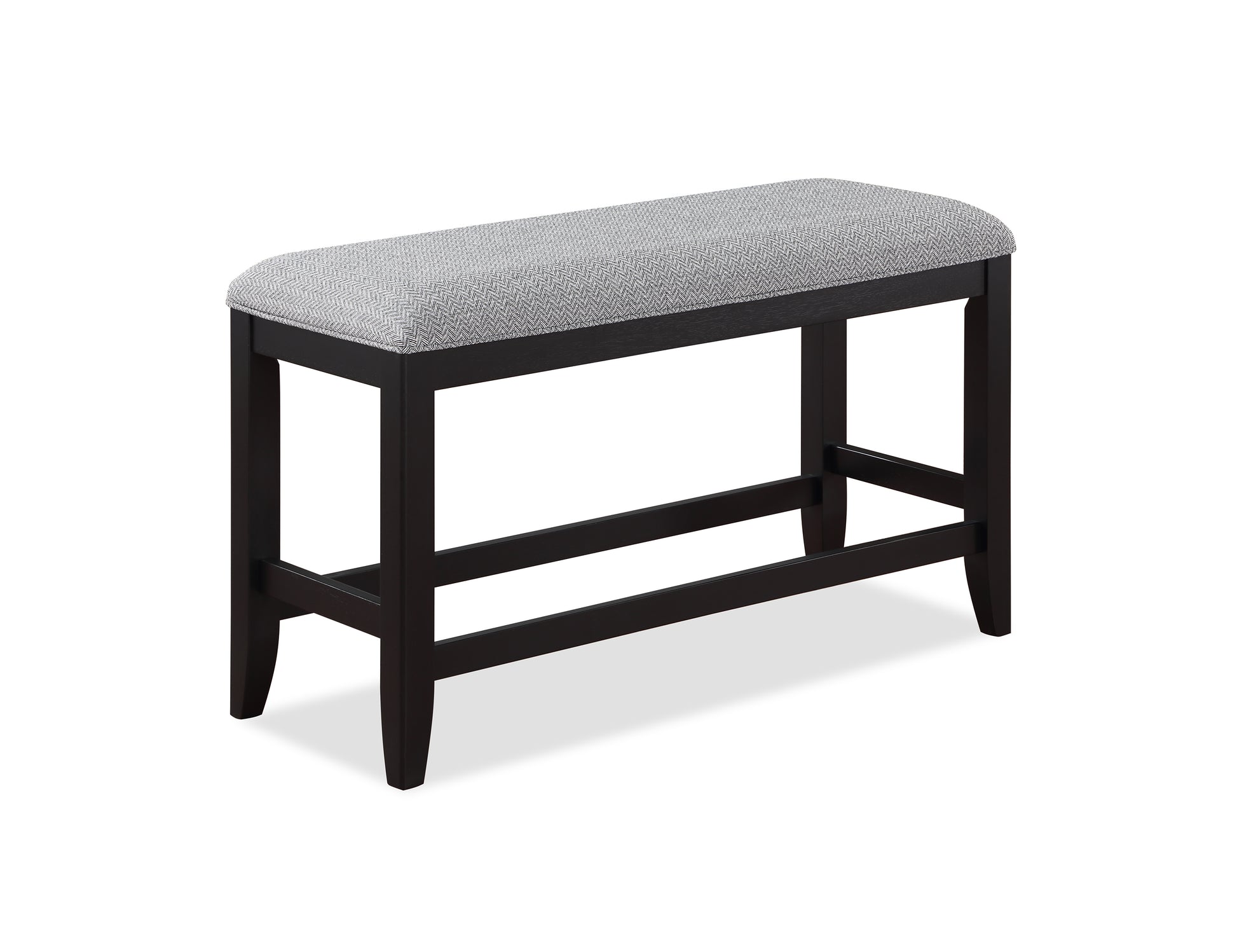 1Pc Transitional Dark Gray Finish Fabric Upholstered Counter Height Dining Bench Brown Wood Fabric