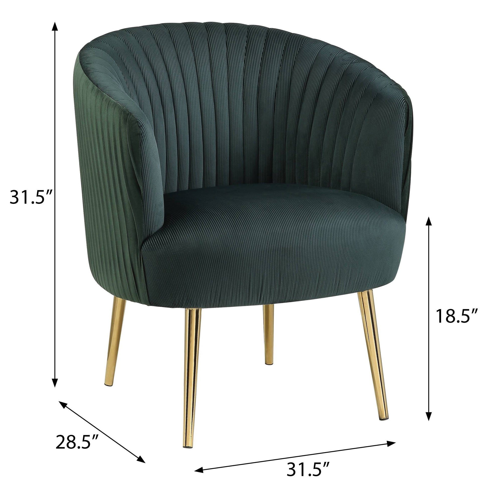 Green And Gold Tufted Back Barrel Chair Green Primary Living Space Modern Velvet