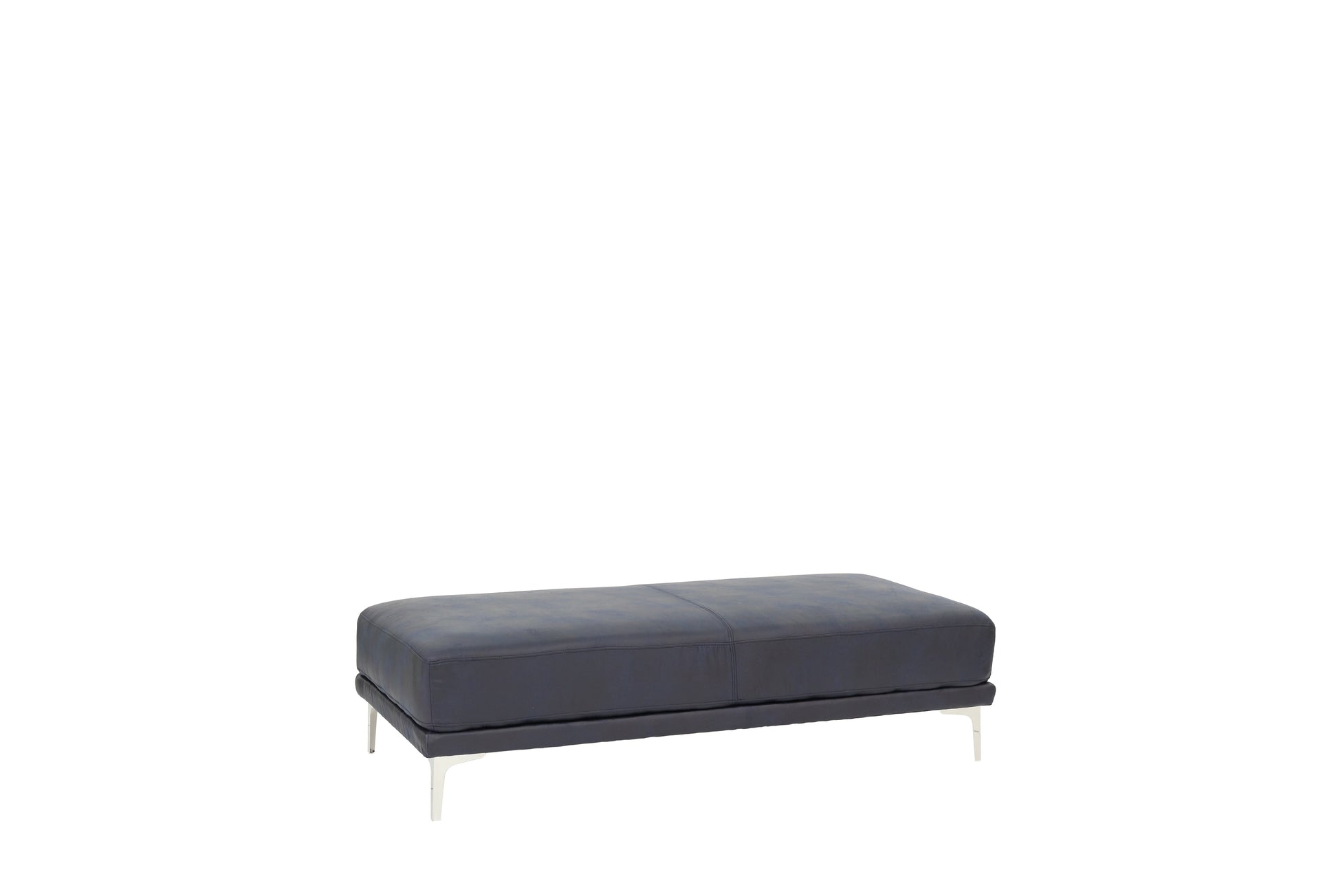 Modern Ink Blue Large Ottoman Metal Legs 1Pc Cocktail Ottoman Living Room Blue Faux Leather Primary Living Space Blue Contemporary,Modern Rectangle Bonded Leather