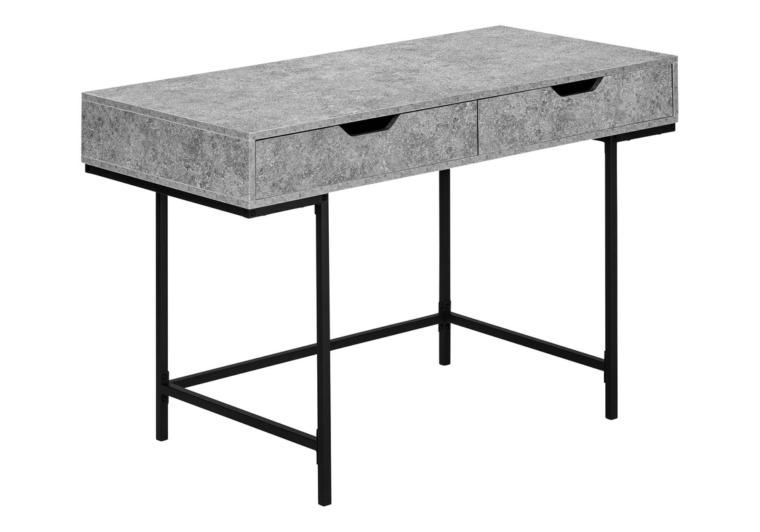 Computer Desk, Home Office, Laptop, Storage Drawers, 48"L, Work, Grey Laminate, Black Metal, Contemporary, Modern Grey Particle Board