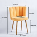 Modern Yellow Dining Chair Set Of 2 With Iron Tube Wood Color Legs, Shorthair Cushions And Comfortable Backrest, Suitable For Dining Room, Living Room, Cafe, Simple Structure. Yellow Fabric