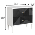 White And Black Accent Nightstand With 2 Drawers White Black 2 Drawers Bedroom Rectangle Drawers Wood