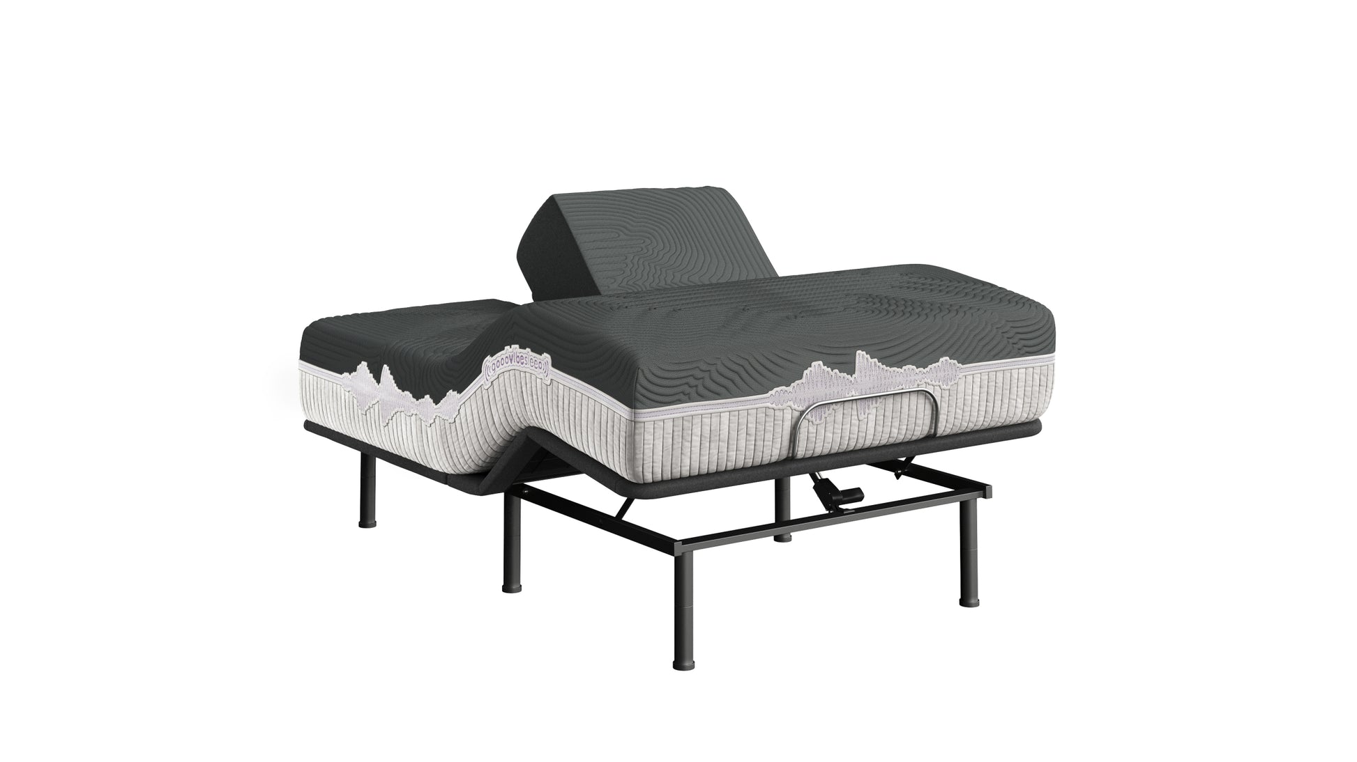 Goodvibesleep Ease Flex Head Mattress And Adjustable Base Comfort Ensemble, King Size Gray Foam King