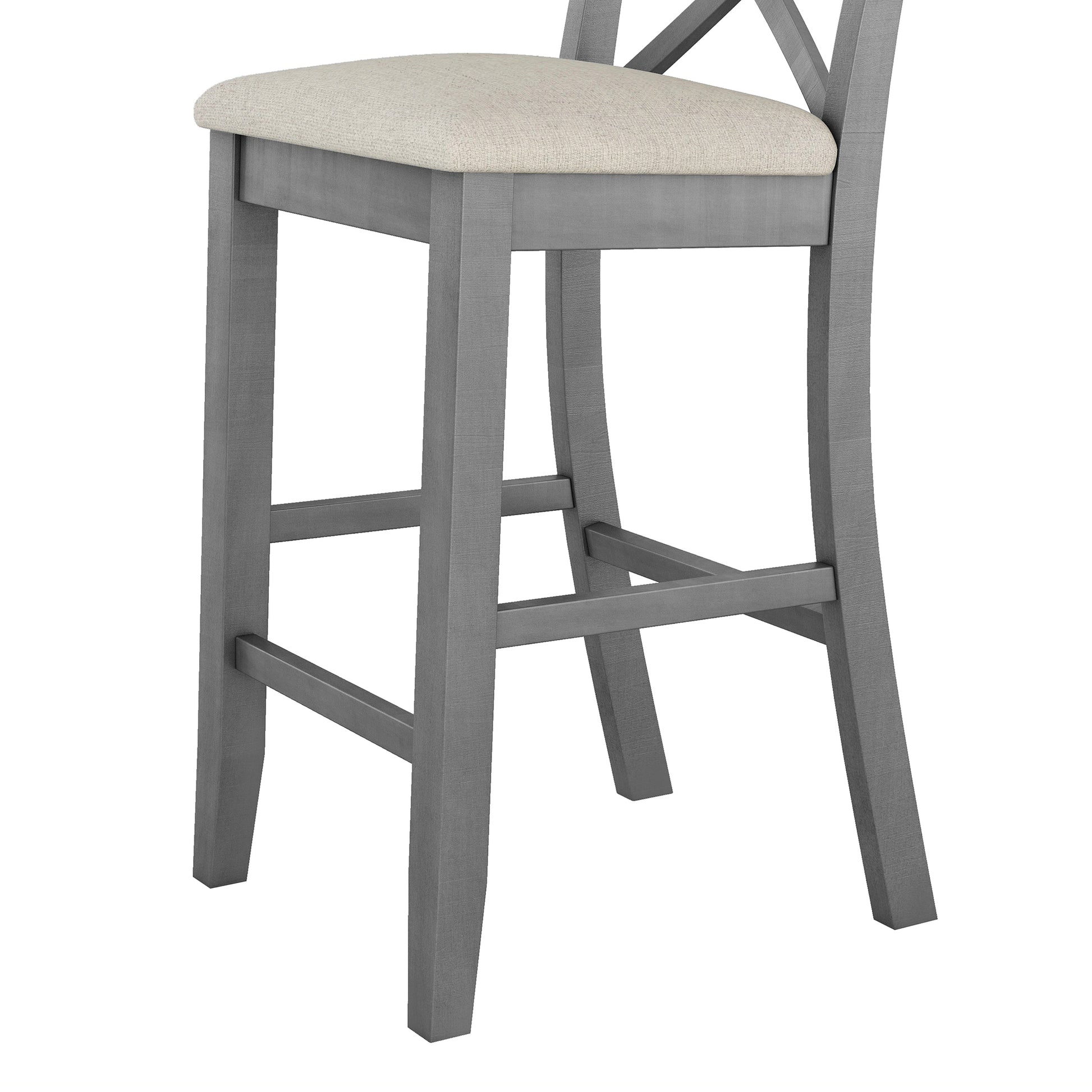 Farmhouse 48"Rectangular Wood Bar Height Dining Set Kitchen Breakfast Nook With 2 Chairs For Small Places,Gray Gray Wood Dining Room Solid Wood Acacia Rectangular Dining Table With Chair Upholstered Chair Wood Gray Solid Back Seats 2 48 Inches Farmhouse