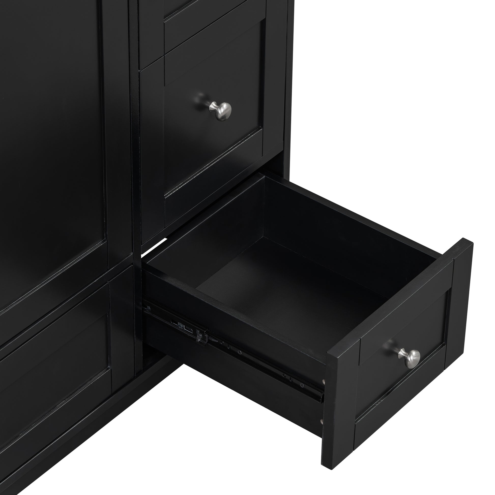 36 Inch Modern Bathroom Vanity With Usb Charging, Two Doors And Three Drawers Bathroom Storage Vanity Cabinet, Small Bathroom Vanity Cabinet With Single Sinkblack Faucets Not Included Black Bathroom Modern Solid Wood Mdf Resin