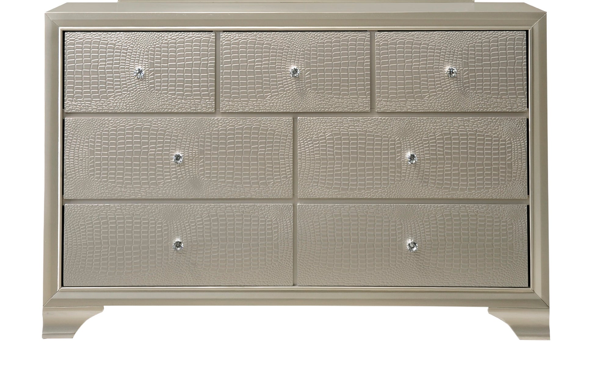 1PC Modern Glam Style Champagne Finish Glam Seven Drawer Dresser Embossed Crocodile Pattern Wooden Bedroom Furniture Champagne Bedroom Modern Solid 1PC Modern Glam Style Champagne Finish Glam Seven Drawer Dresser Embossed Crocodile Pattern Wooden Bedroom Furniture Champagne Bedroom Modern Solid
