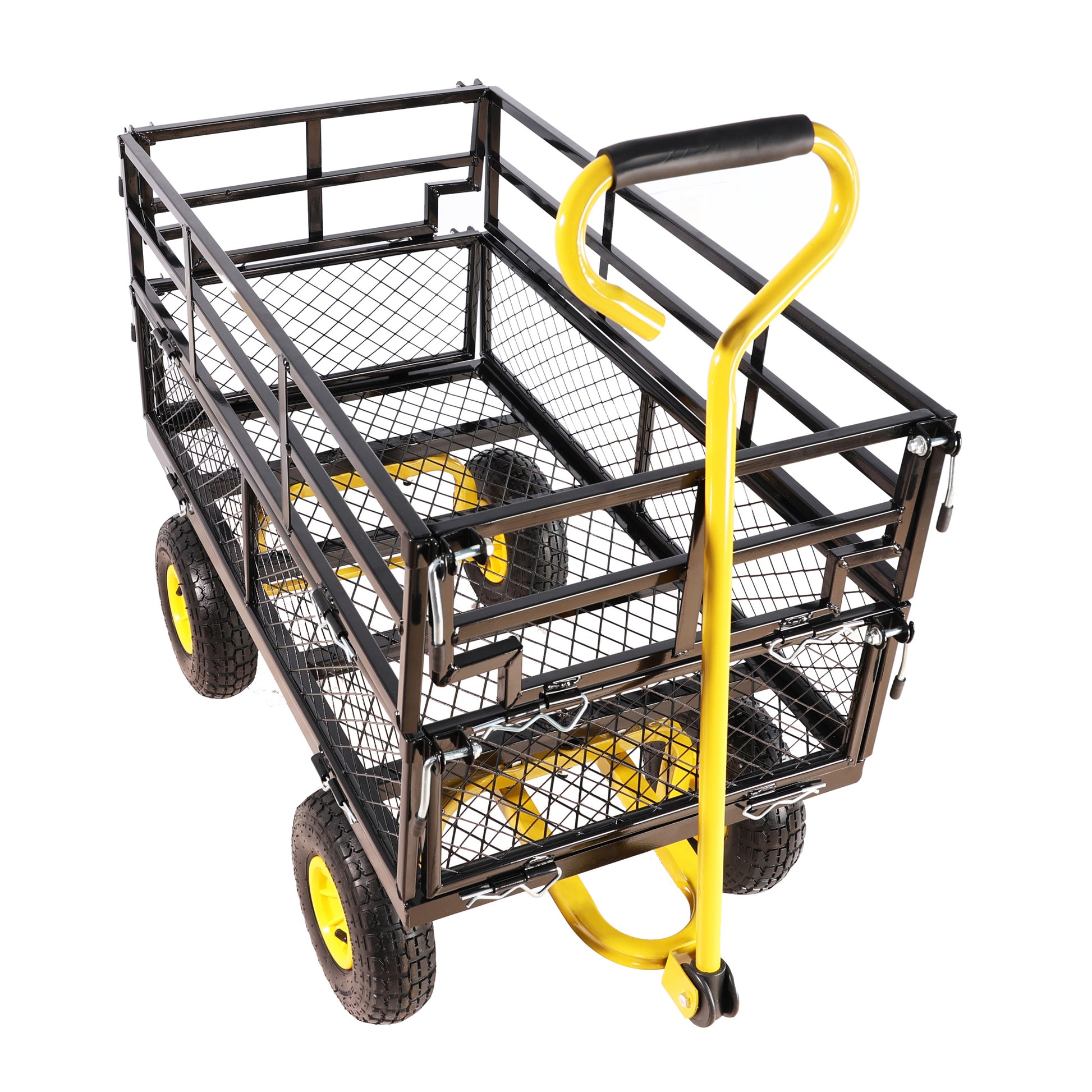 Wagon Cart Garden Cart Trucks Make It Easier To Transport Firewood Yellow Black Black Garden & Outdoor Metal