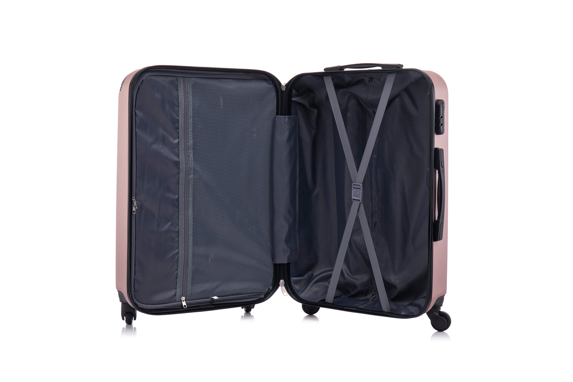 3 Piece Abs Hard Luggage Set With Swivel Wheels And Password Lock, 20 24 28 Inch Rose Gold Rose Gold Abs