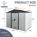 8Ft X 4Ft Outdoor Metal Storage Shed With Sliding Door And Foundation For Backyard, Patio, Lawn White And Black White Black Metal