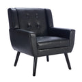 Modern Soft Leather Material Ergonomics Accent Chair Living Room Chair Bedroom Chair Home Chair With Black Legs For Indoor Home Black Pu Black Foam Upholstered