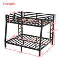 Metal Full Xl Over Queen Bunk Bed For Teens And Adults,Space Saving Noise Reduced No Box Spring Needed, Old Sku W1307S00020 Black Metal
