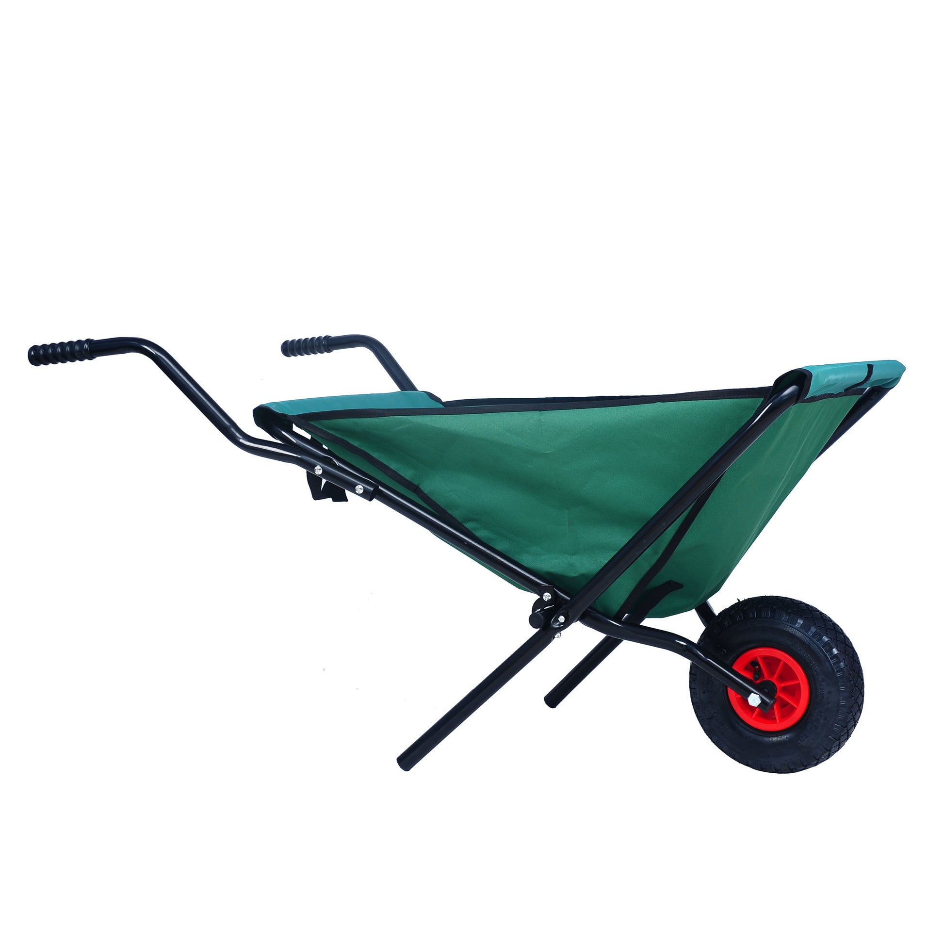 Collapsible Wheelbarrow 176 Lbs Folding Yard Garden Wheelbarrow Foldable Lightweight Gardening Heavy Duty Oxford Cloth Green Lawn Cart For Grass, Leaf, Garden Supplies, 10" Pneumatic Tire Green Iron,Oxford Fabric