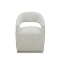 26 Inch Accent Armchair, Textured Cream Fabric, Curved Cutout Backrest Cream Fabric