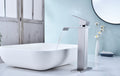 Waterfall Spout Bathroom Sink Single Handle Faucet With Pop Up Drain No Overflow Brushed Nickel Stainless Steel